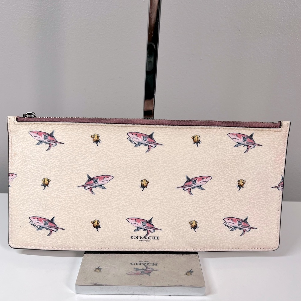 Coach Shark Print Slim Pouch Used
